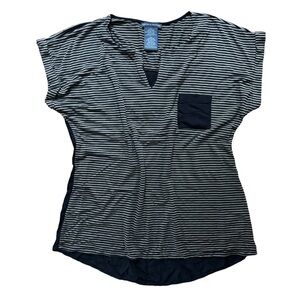 Chelsea & Theodore T-Shirt Women’s Sz Large Brown & Black Stripe Pocket